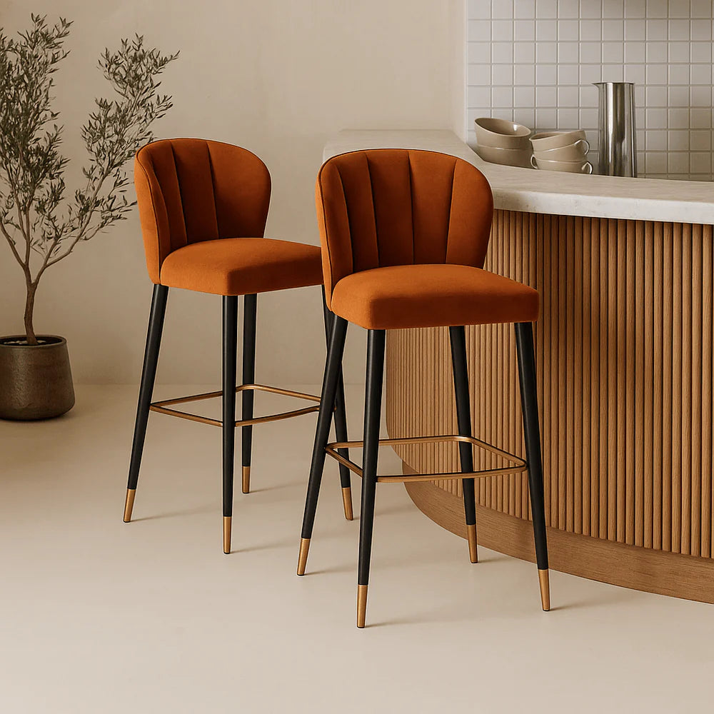 Liang & Eimil Maya Bar Stool (Crib 5) in Megan Oxide & Brushed Brass - CLEARANCE - BRAND NEW BOXED