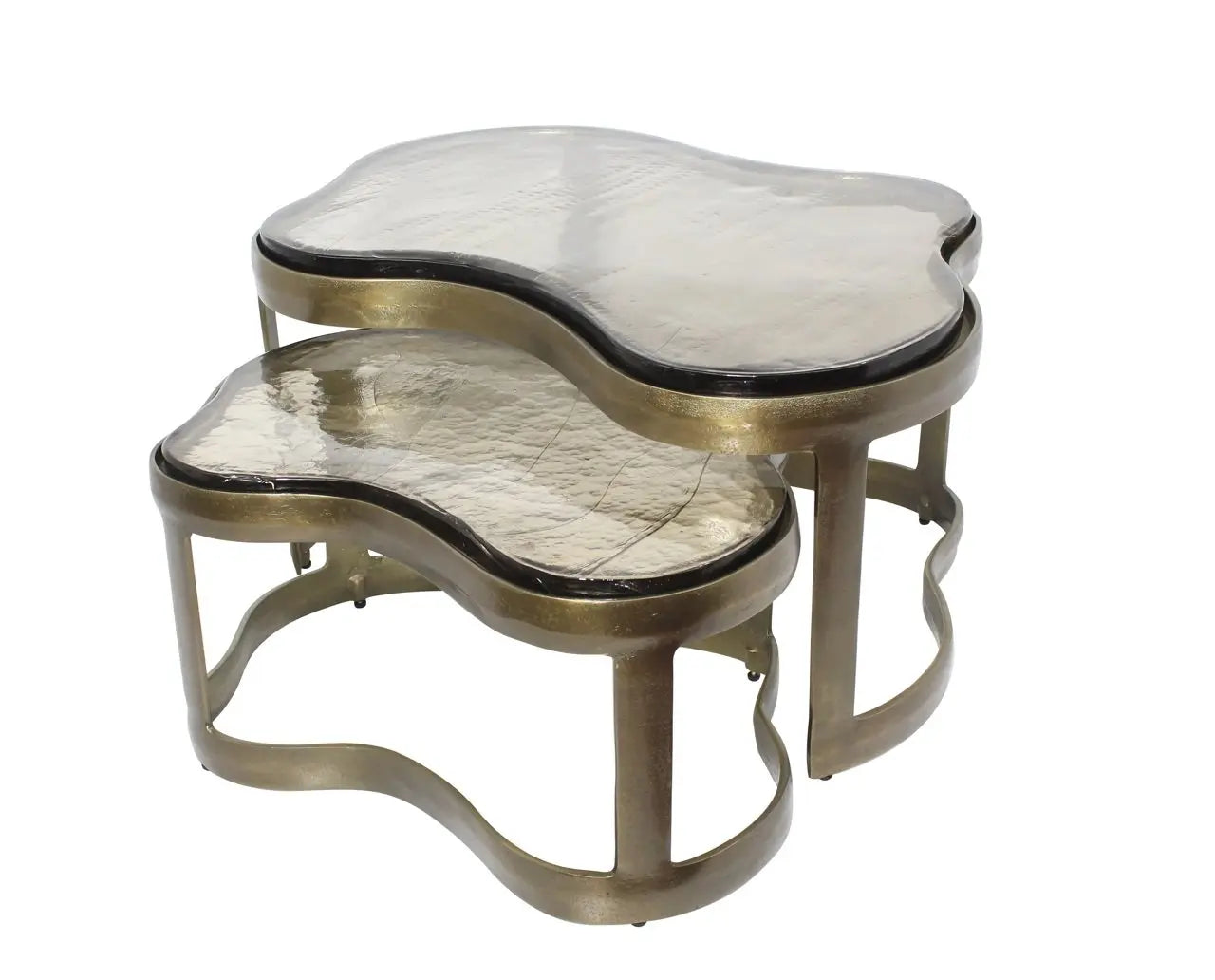 Coffee table Fairfield brass antique (Set of 2)   Nicholas John Interiors