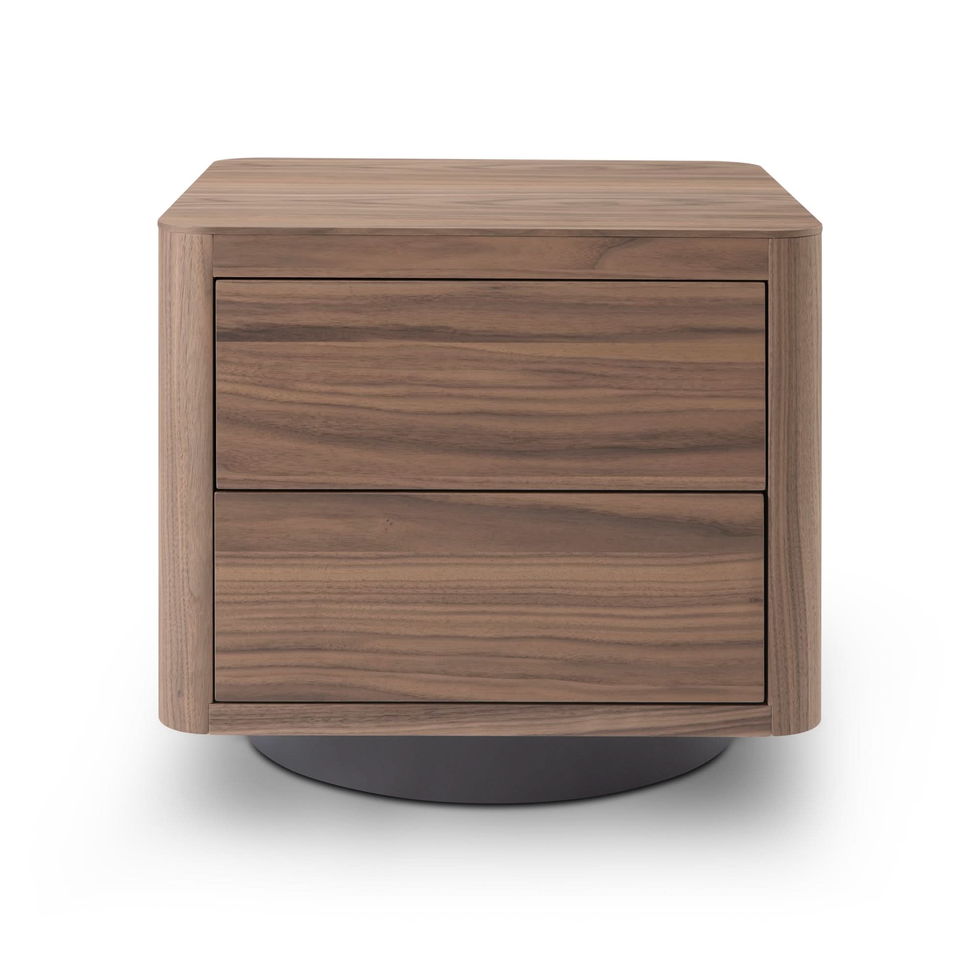 Tommy Franks Coin Bedside Table - Light Walnut   Nicholas John Interiors