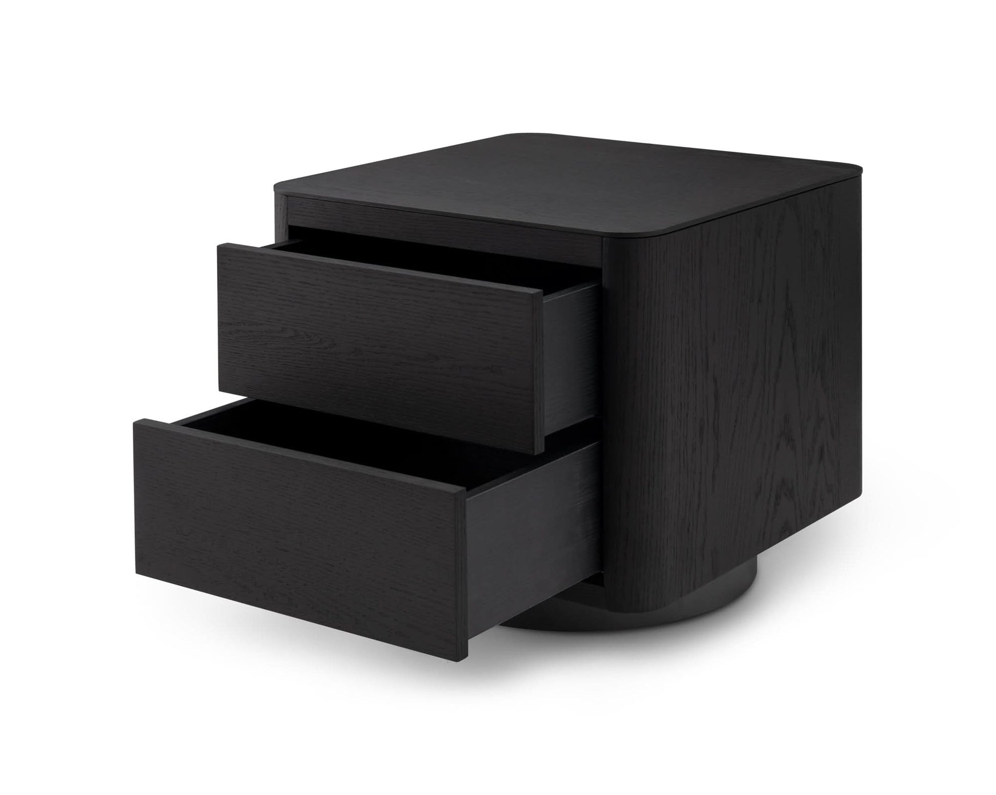 Coin Bedside Table - Smoke Oak   Nicholas John Interiors