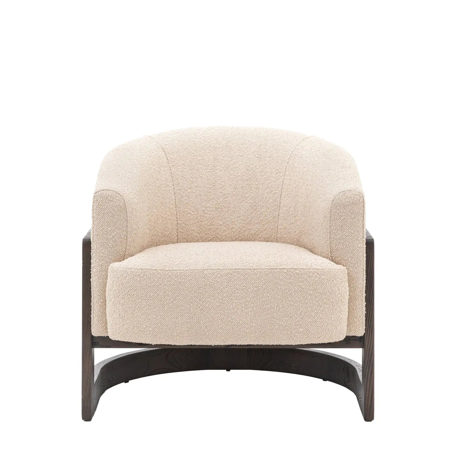 Conrad Curved Boucle Armchair in Cream  Nicholas John Interiors