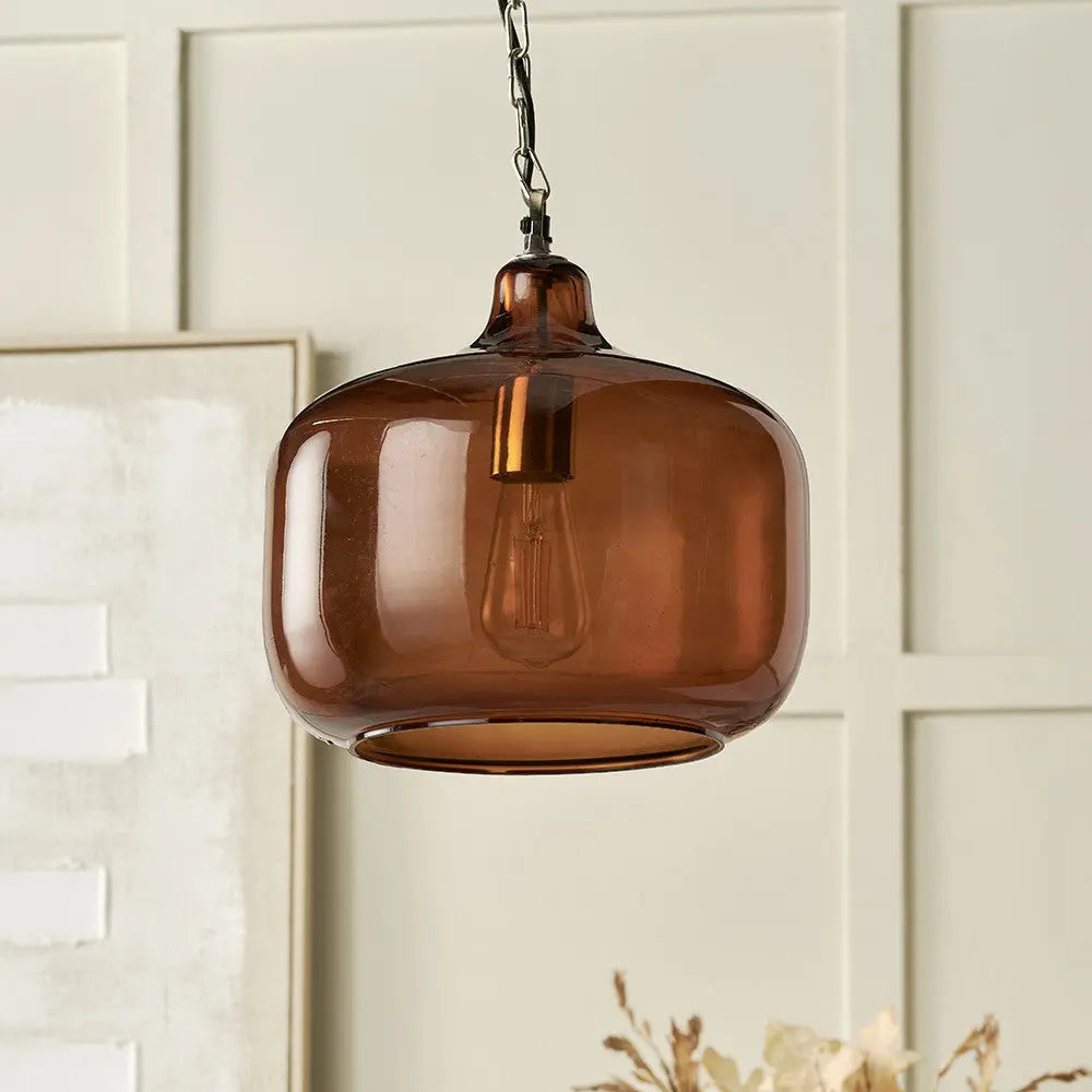 Corby Amber Glass Pendant  Nicholas John Interiors