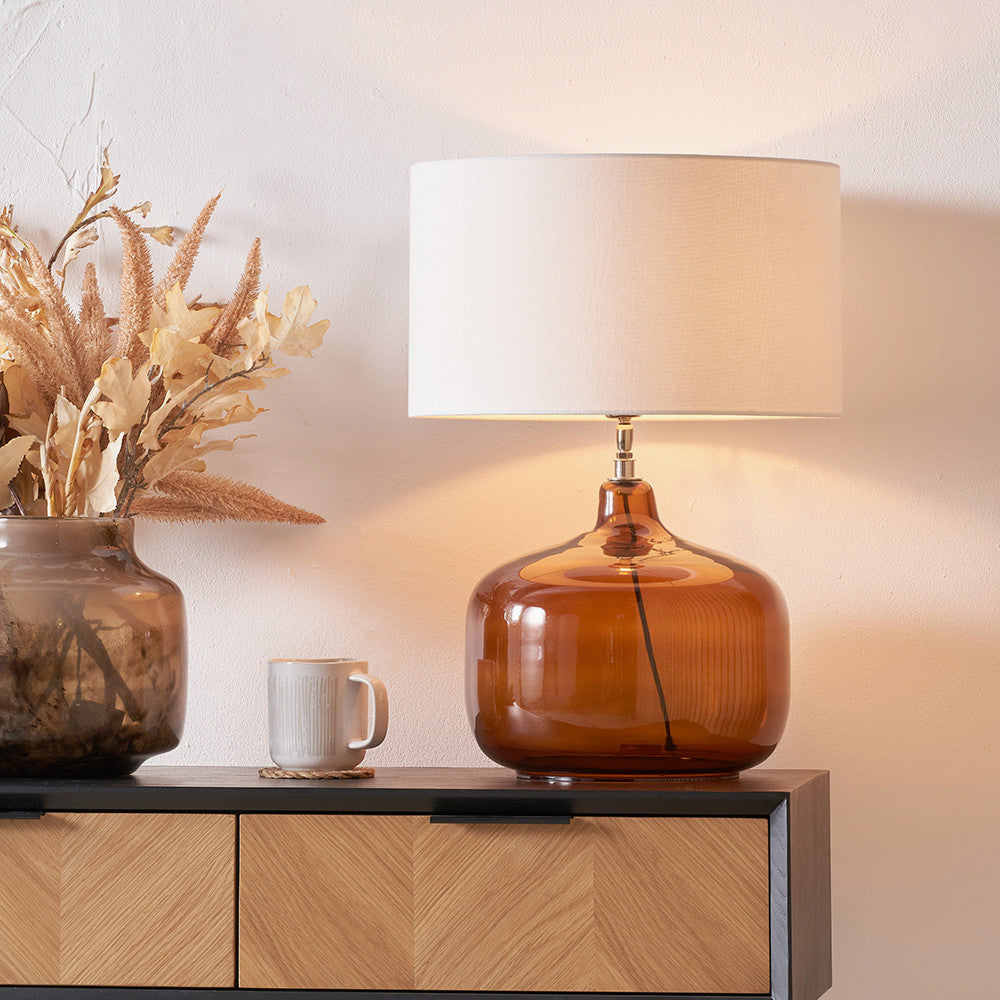 Corby Amber Glass Table Lamp Base  Nicholas John Interiors