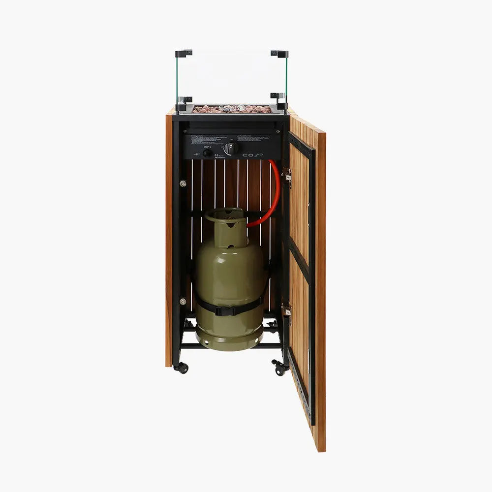 Cosipillar Square Column Fire Pit - Teak   Nicholas John Interiors