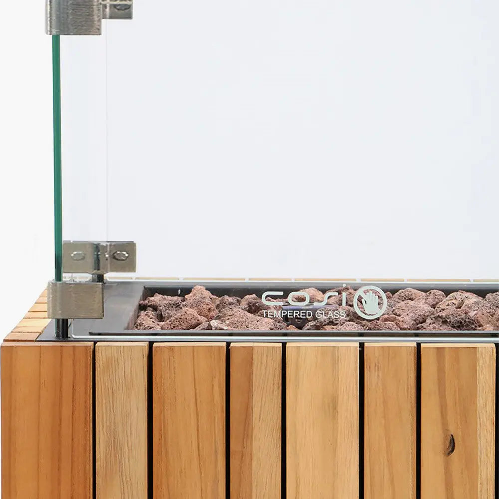 Cosipillar Square Column Fire Pit - Teak   Nicholas John Interiors