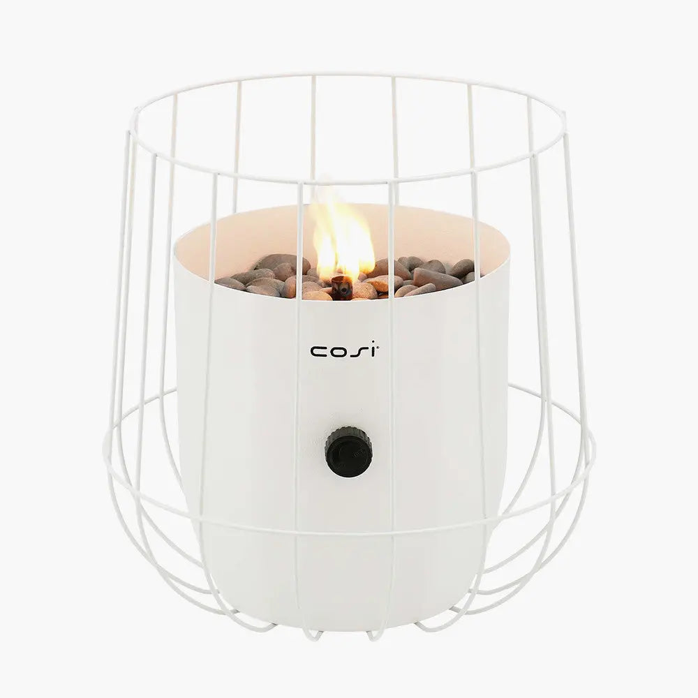 Cosiscoop Basket Fire Lantern - White   Nicholas John Interiors