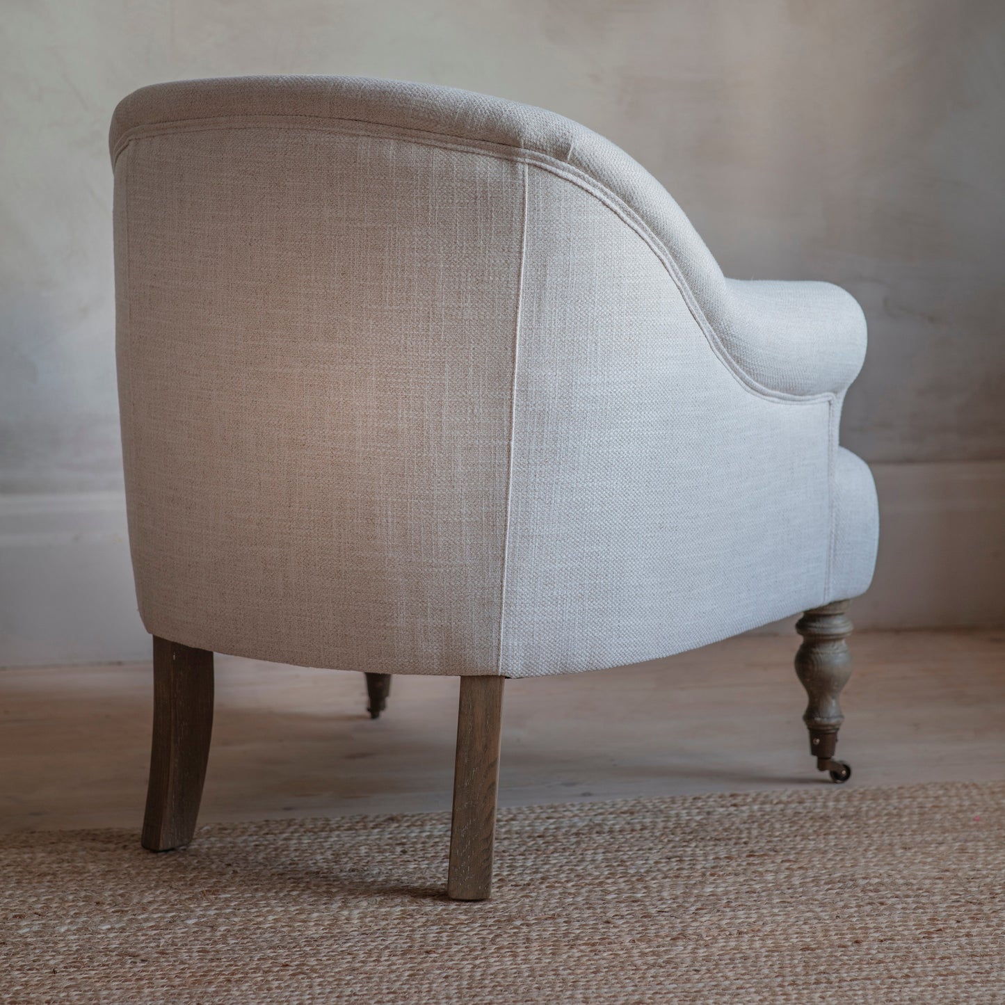 One World Branscombe Occasional Chair in Linen Blend & Ashwood Frame - CLEARANCE - BRAND NEW BOXED