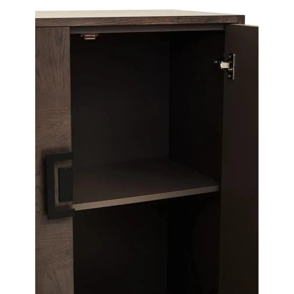 Damira Antique Grey Cabinet – 2 Door Storage with X-Base Design   Nicholas John Interiors