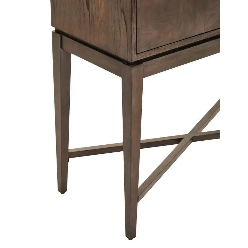 Damira Antique Grey Cabinet – 2 Door Storage with X-Base Design   Nicholas John Interiors