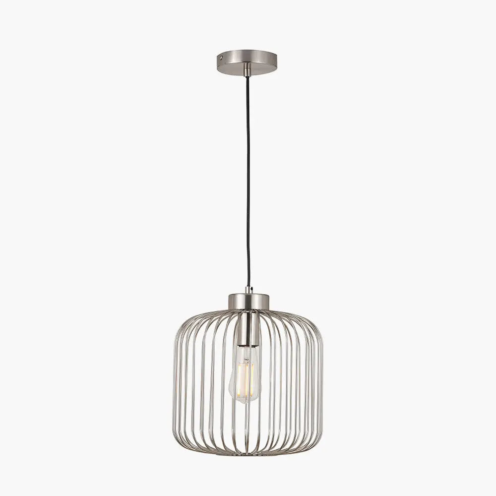 Dania Silver Metal Wire Pendant – Brushed Silver  Nicholas John Interiors