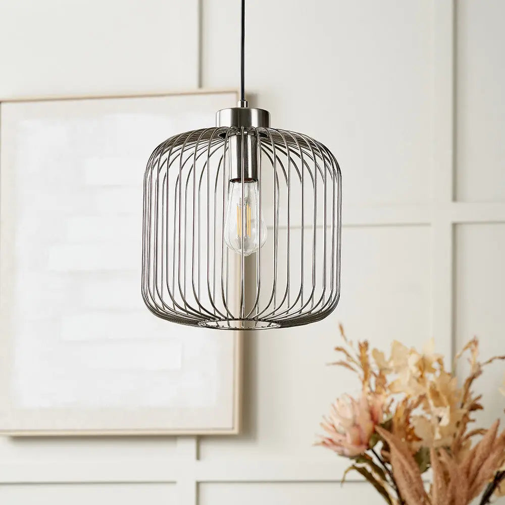 Dania Silver Metal Wire Pendant – Brushed Silver  Nicholas John Interiors