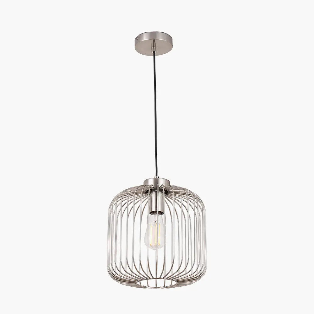 Dania Silver Metal Wire Pendant – Brushed Silver  Nicholas John Interiors