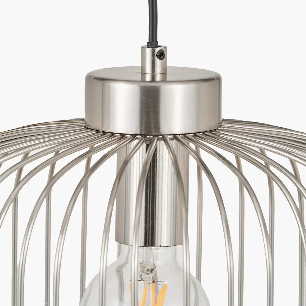 Dania Silver Metal Wire Pendant – Brushed Silver  Nicholas John Interiors