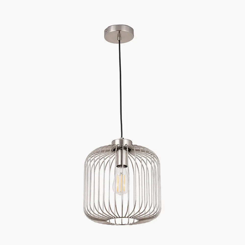 Dania Silver Metal Wire Pendant – Brushed Silver  Nicholas John Interiors