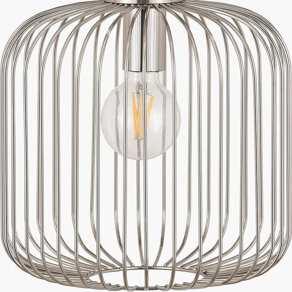 Dania Silver Metal Wire Pendant – Brushed Silver  Nicholas John Interiors