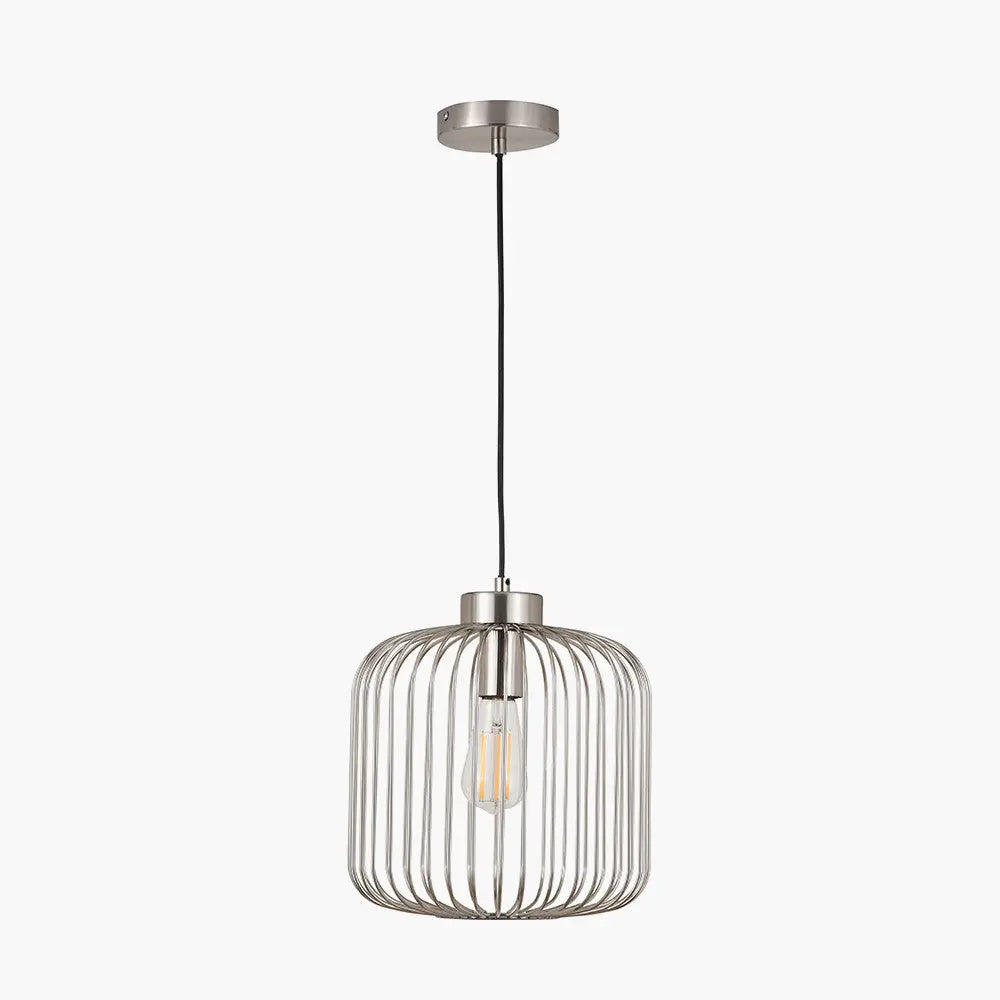 Dania Silver Metal Wire Pendant – Brushed Silver  Nicholas John Interiors