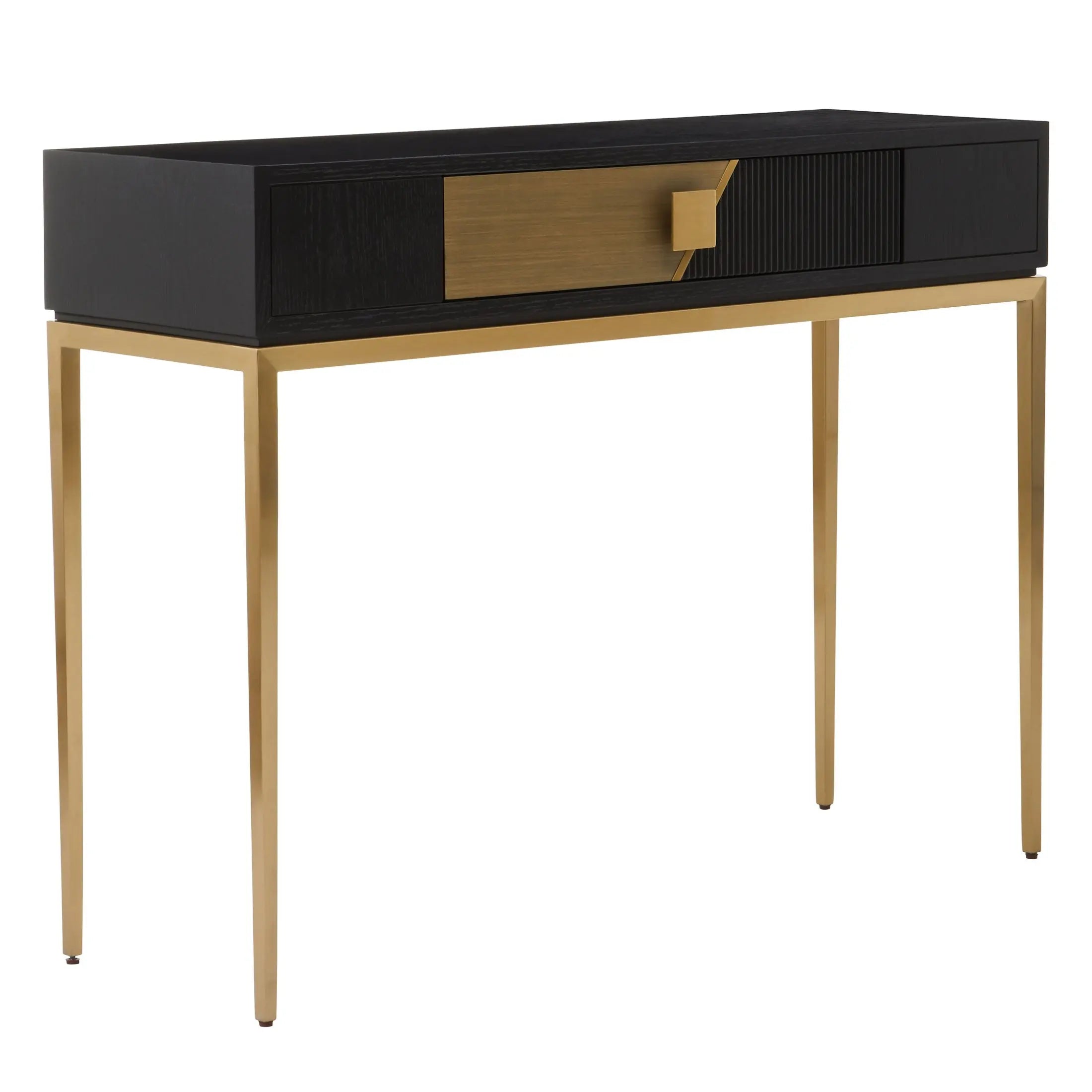 Davaro Black and Gold Console Table with 1 Drawer  Nicholas John Interiors