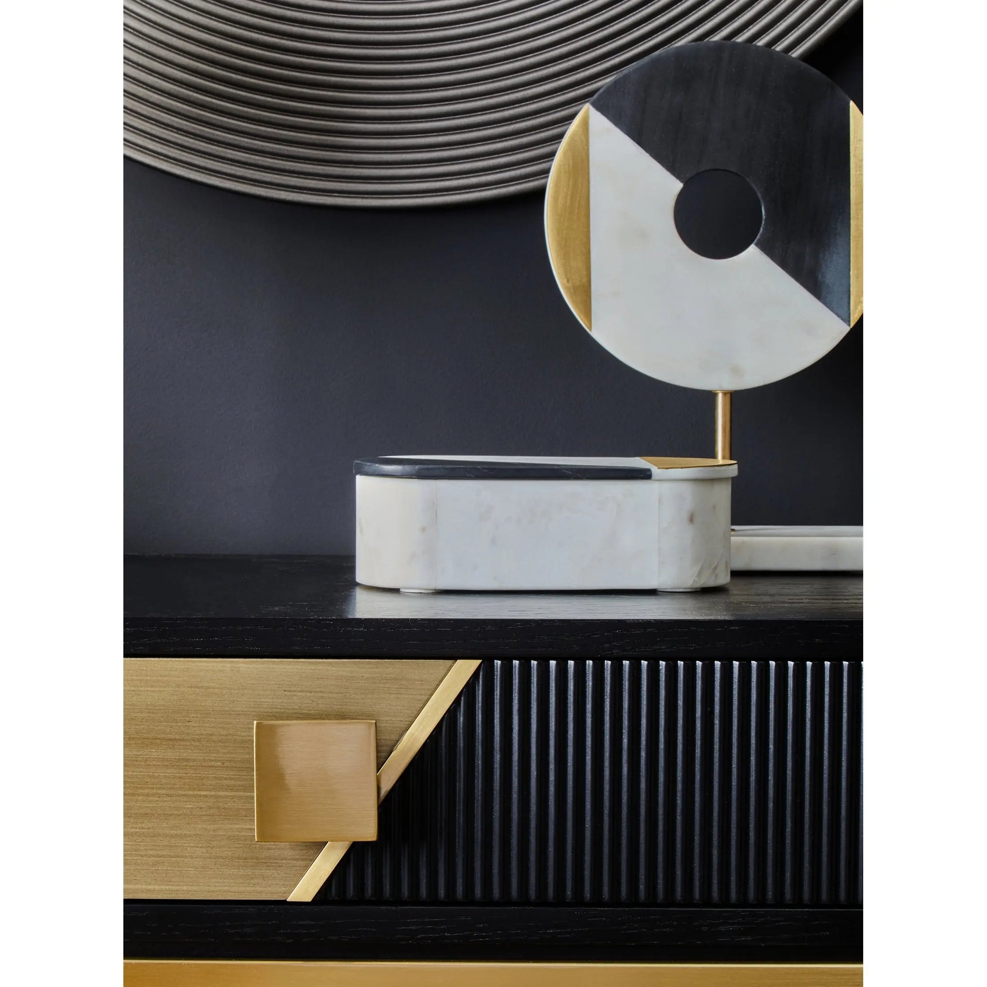 Davaro Black and Gold Console Table with 1 Drawer  Nicholas John Interiors