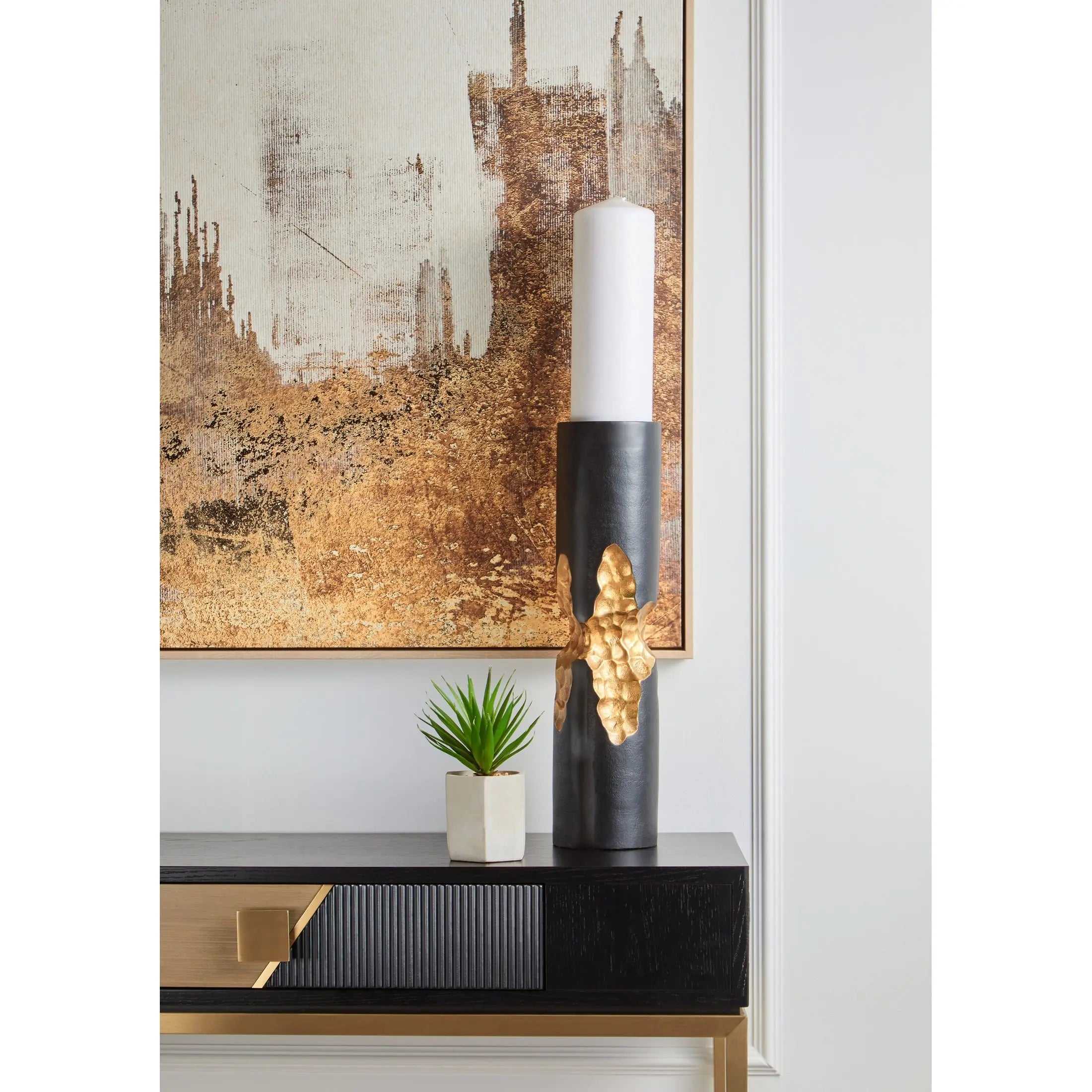 Davaro Black and Gold Console Table with 1 Drawer  Nicholas John Interiors