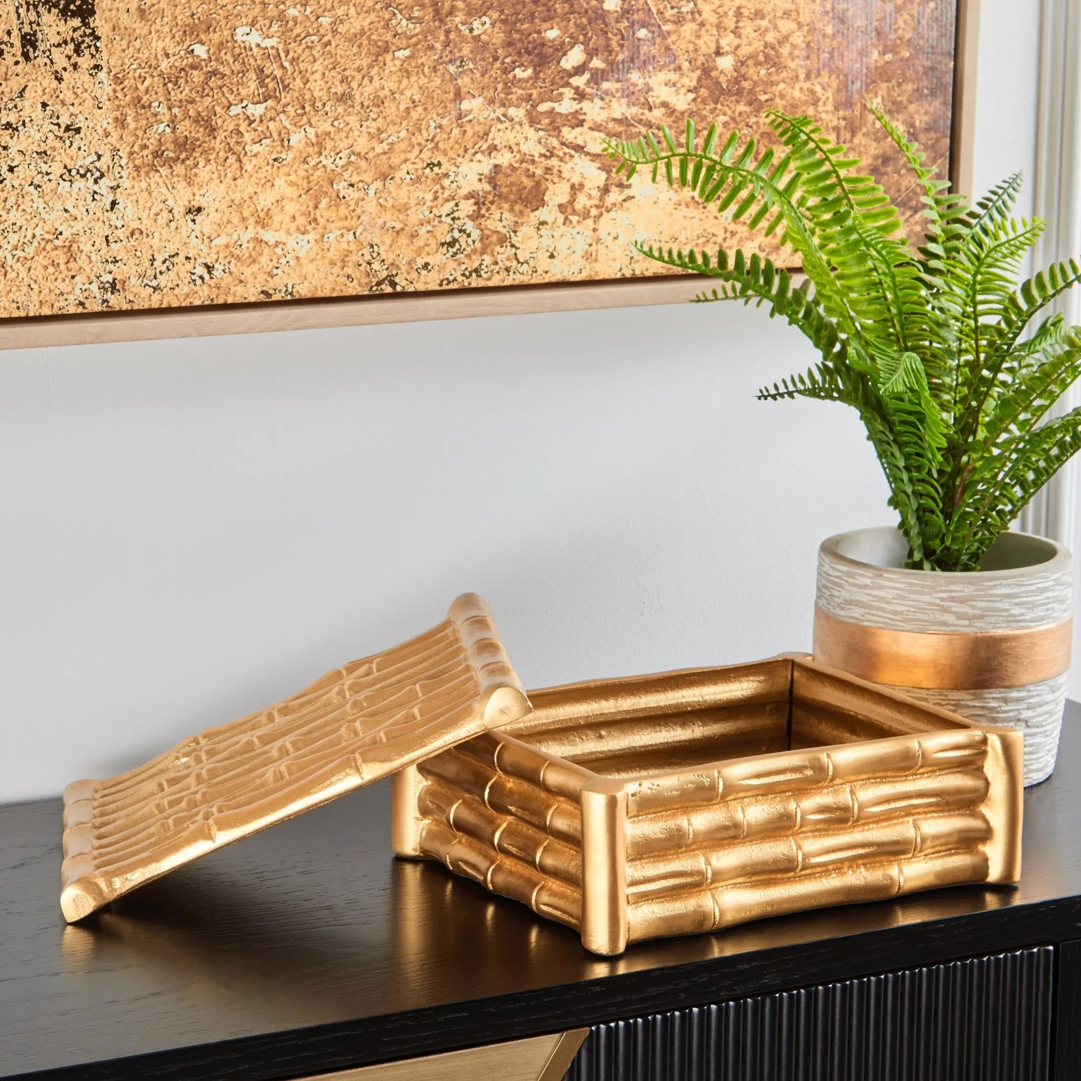 Davaro Black and Gold Console Table with 1 Drawer  Nicholas John Interiors