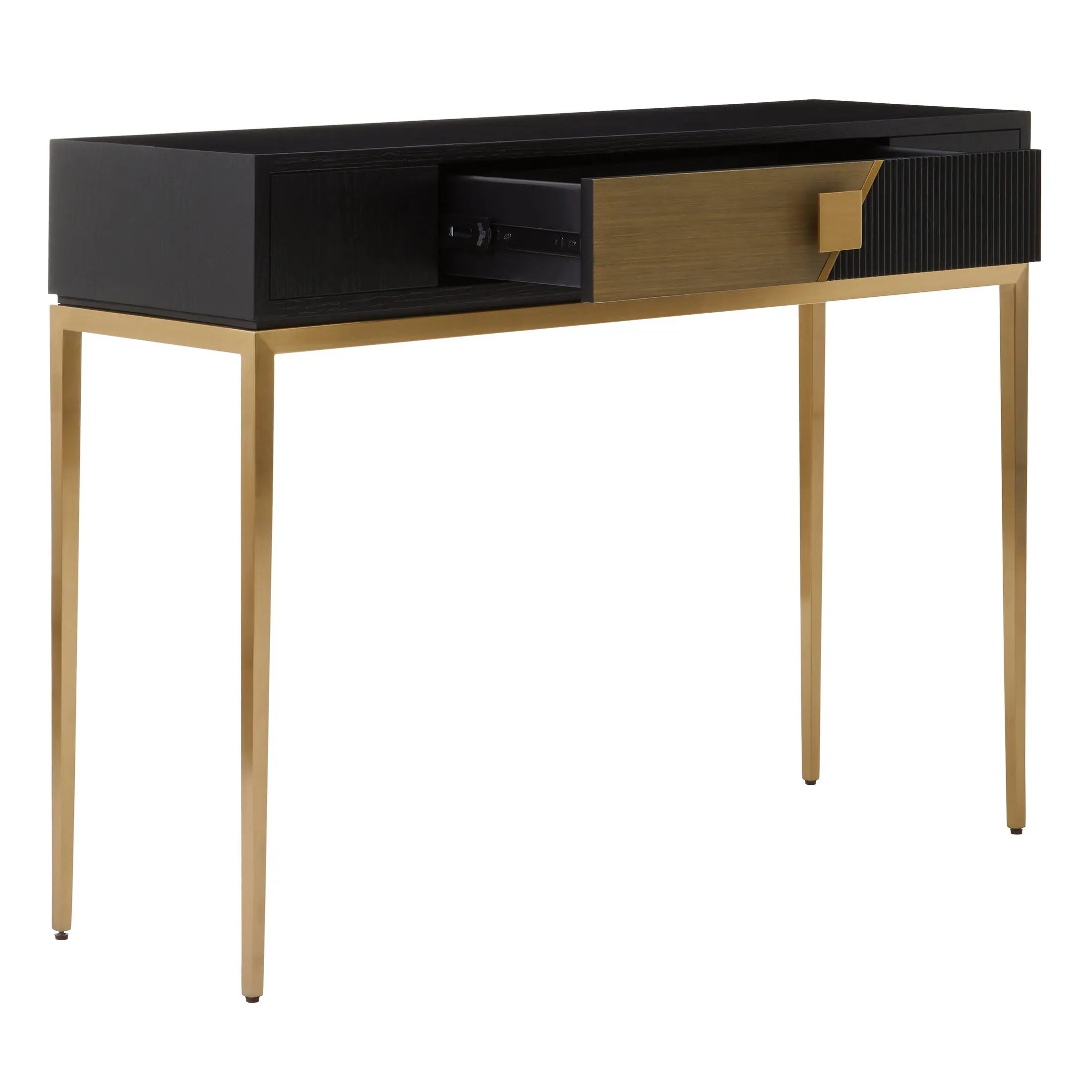 Davaro Black and Gold Console Table with 1 Drawer  Nicholas John Interiors