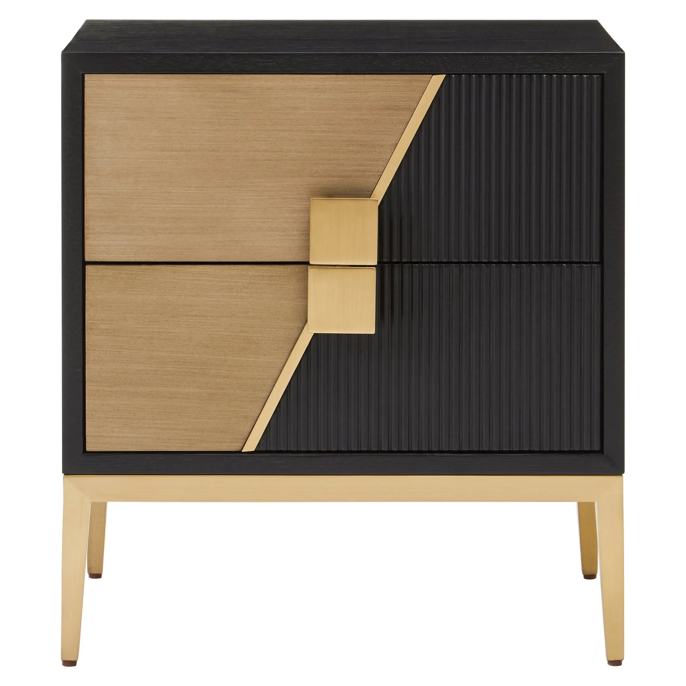 Davaro Black and Gold Side Table with 2 Drawers  Nicholas John Interiors
