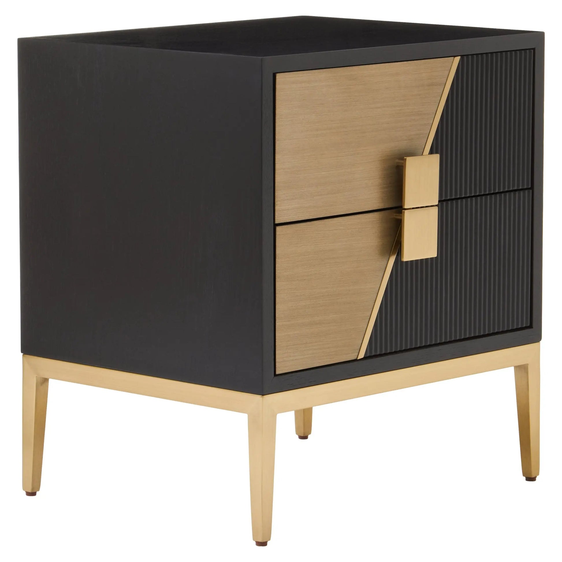 Davaro Black and Gold Side Table with 2 Drawers  Nicholas John Interiors