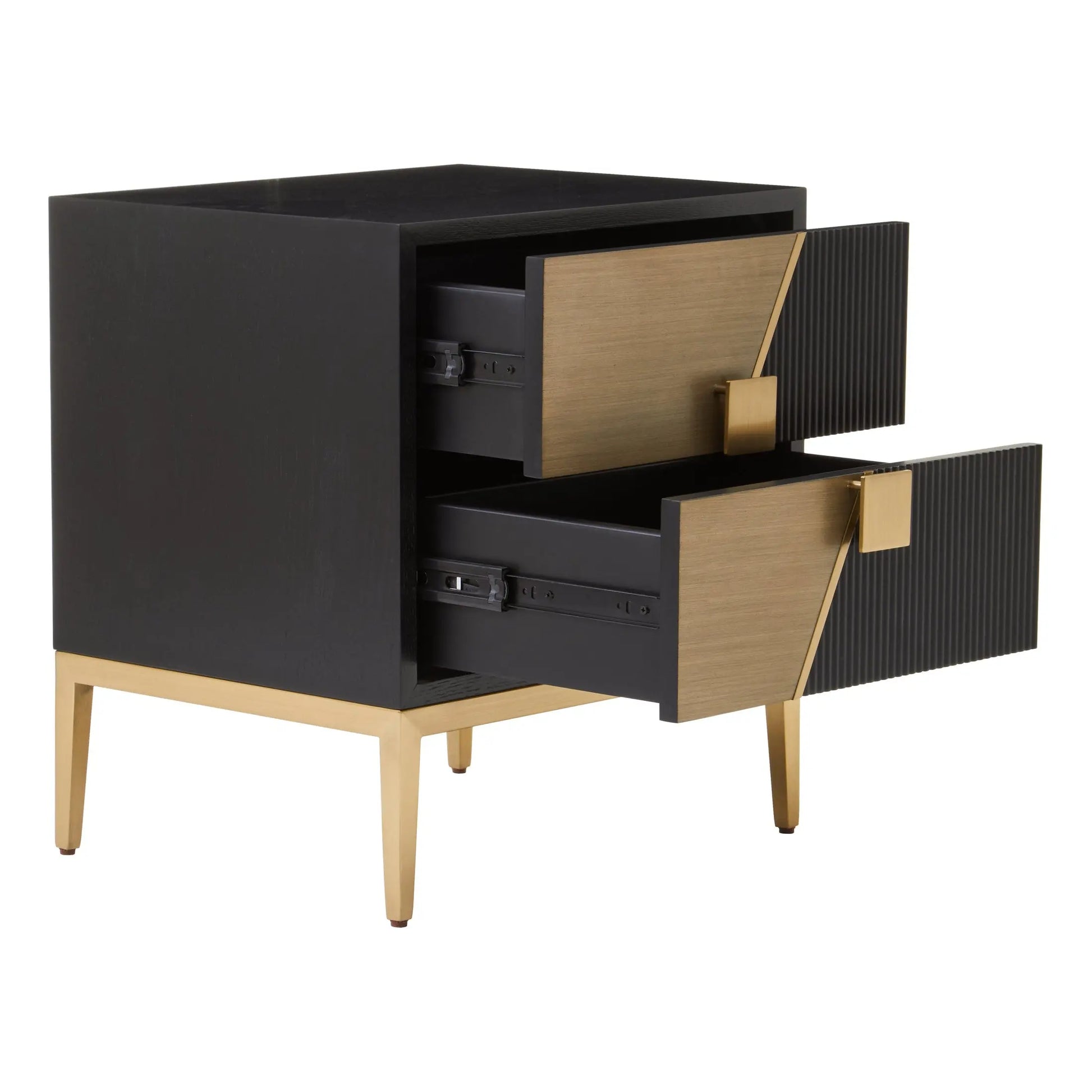 Davaro Black and Gold Side Table with 2 Drawers  Nicholas John Interiors