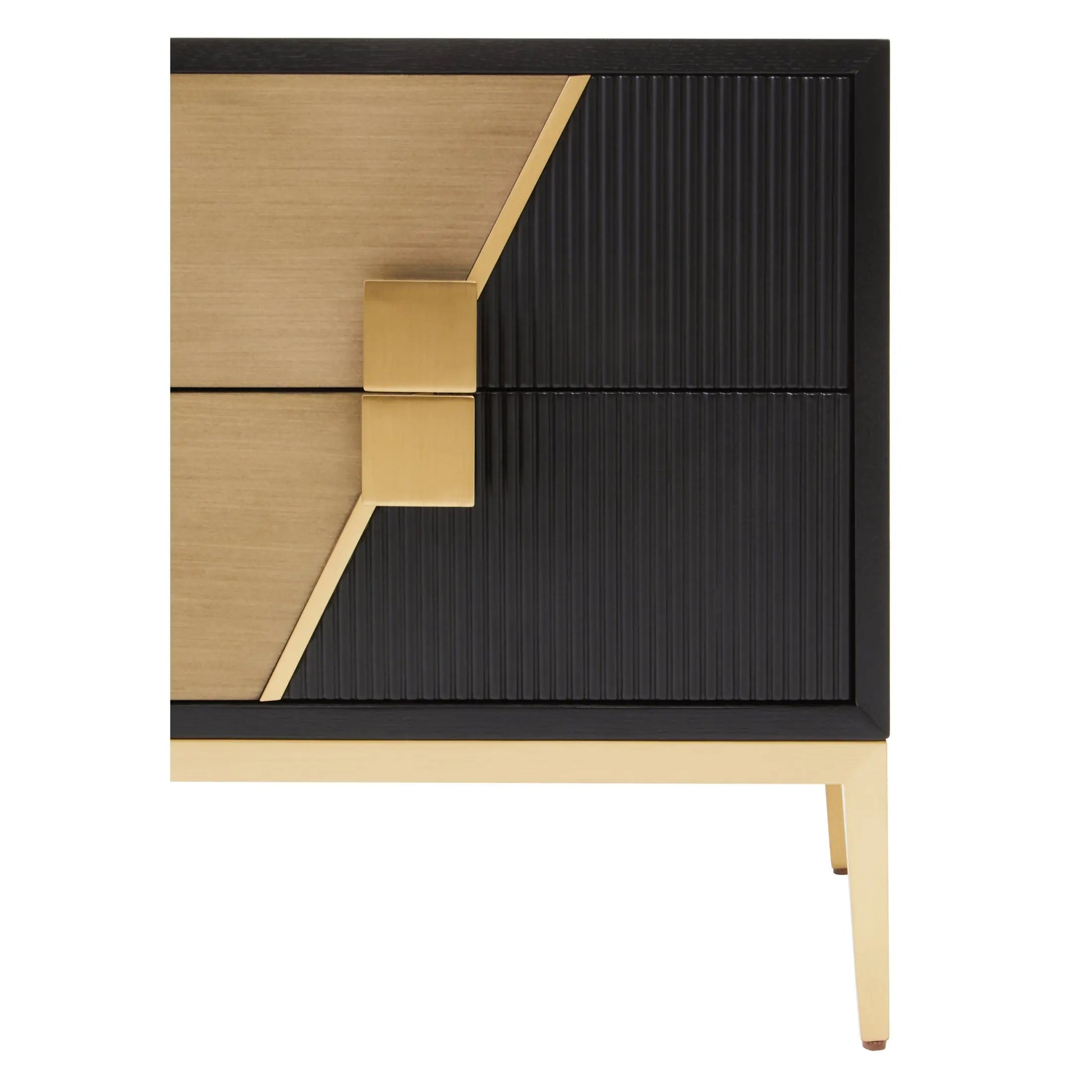 Davaro Black and Gold Side Table with 2 Drawers  Nicholas John Interiors