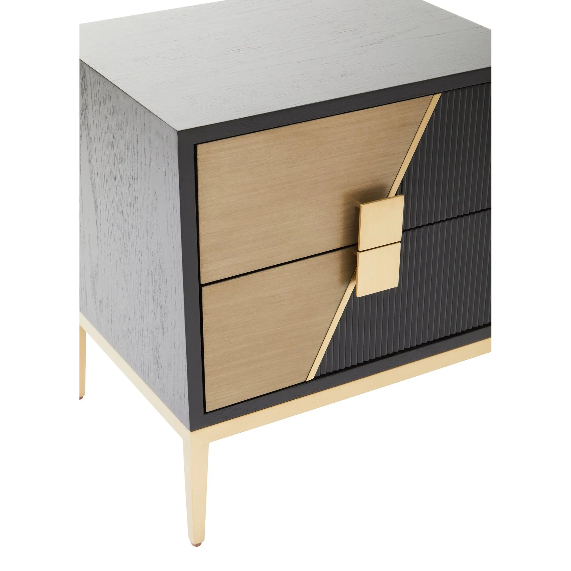 Davaro Black and Gold Side Table with 2 Drawers  Nicholas John Interiors