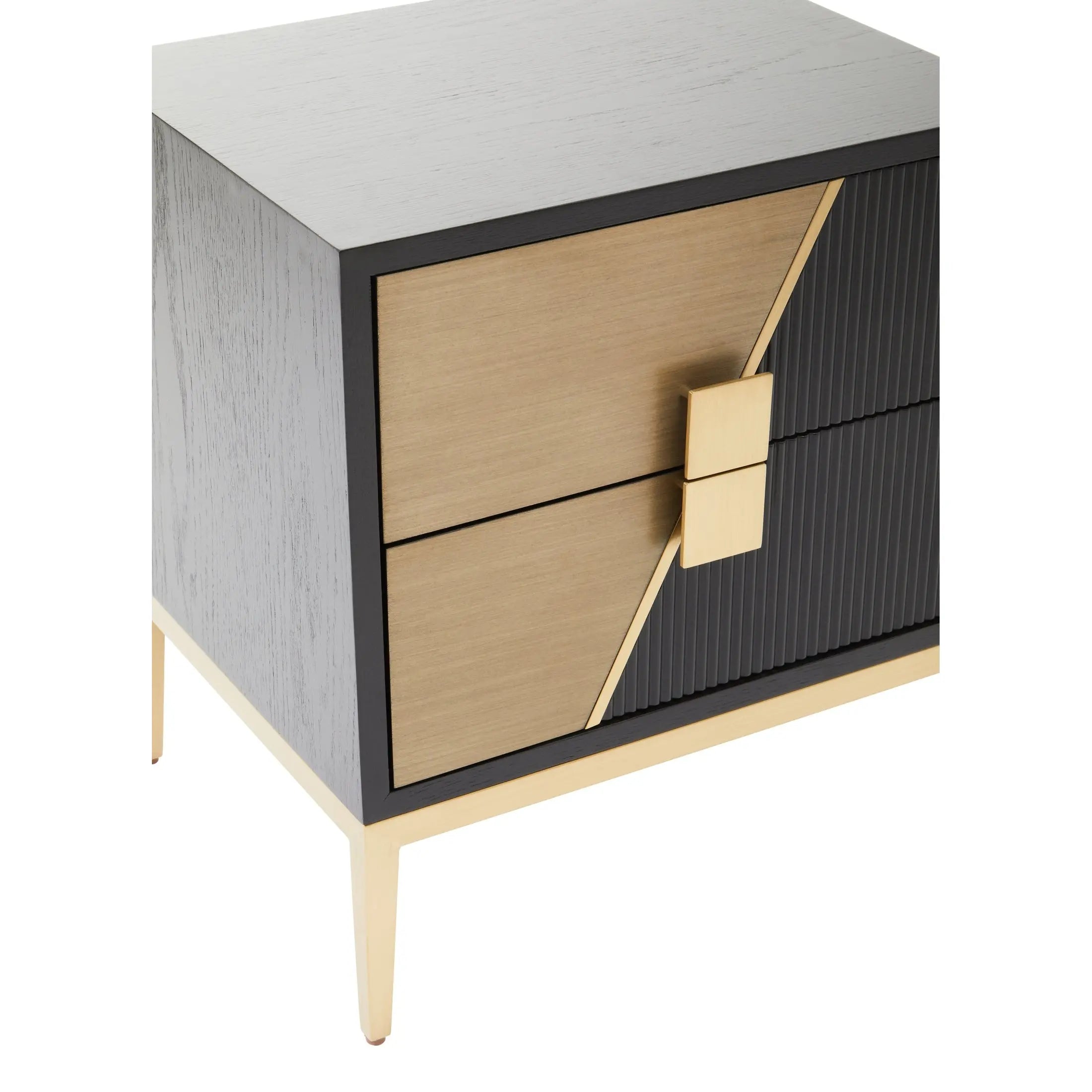 Davaro Black and Gold Side Table with 2 Drawers  Nicholas John Interiors