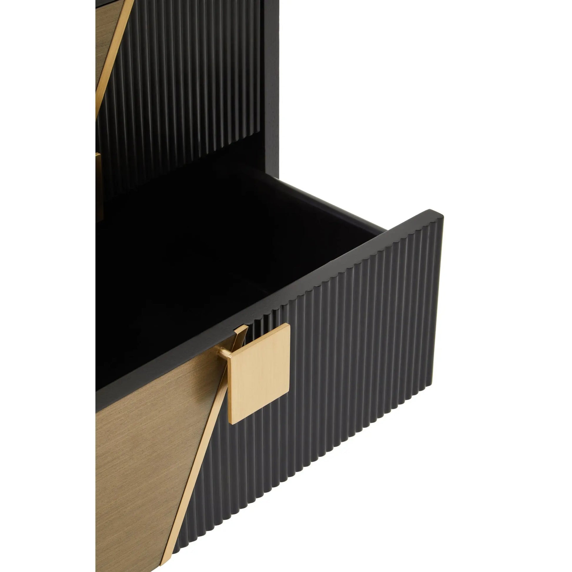Davaro Black and Gold Side Table with 2 Drawers  Nicholas John Interiors
