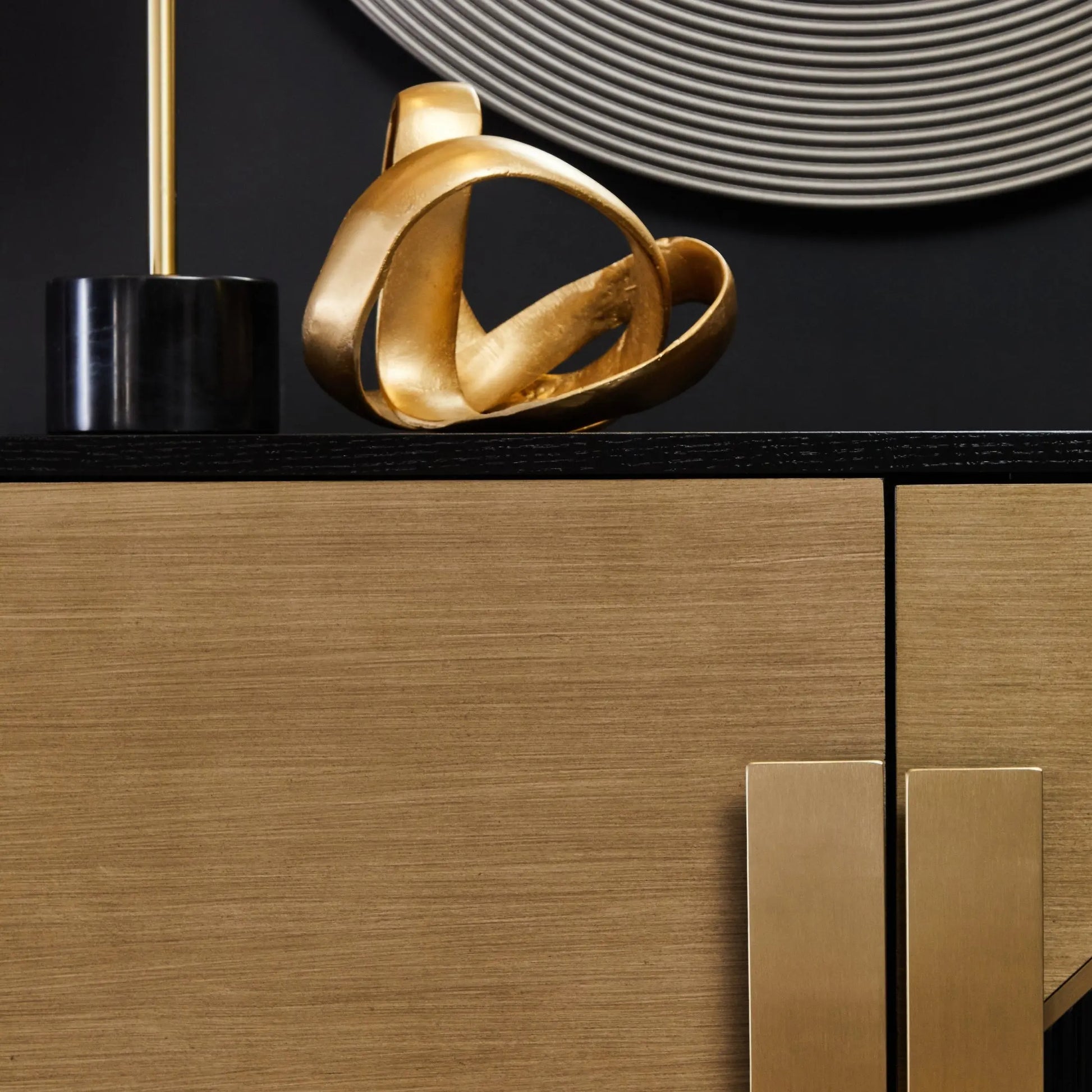 Davaro Black and Gold Two Door Sideboard  Nicholas John Interiors