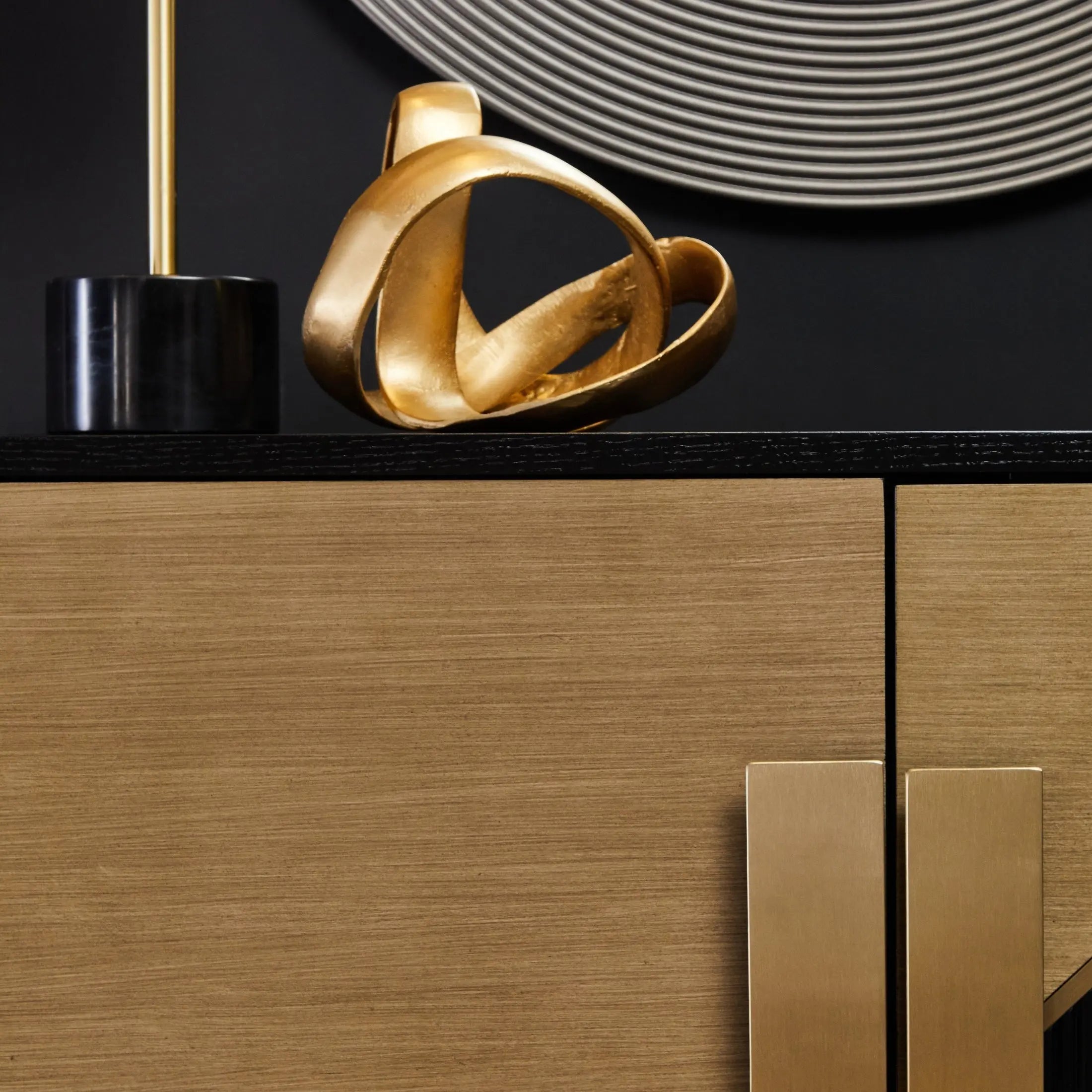Davaro Black and Gold Two Door Sideboard  Nicholas John Interiors