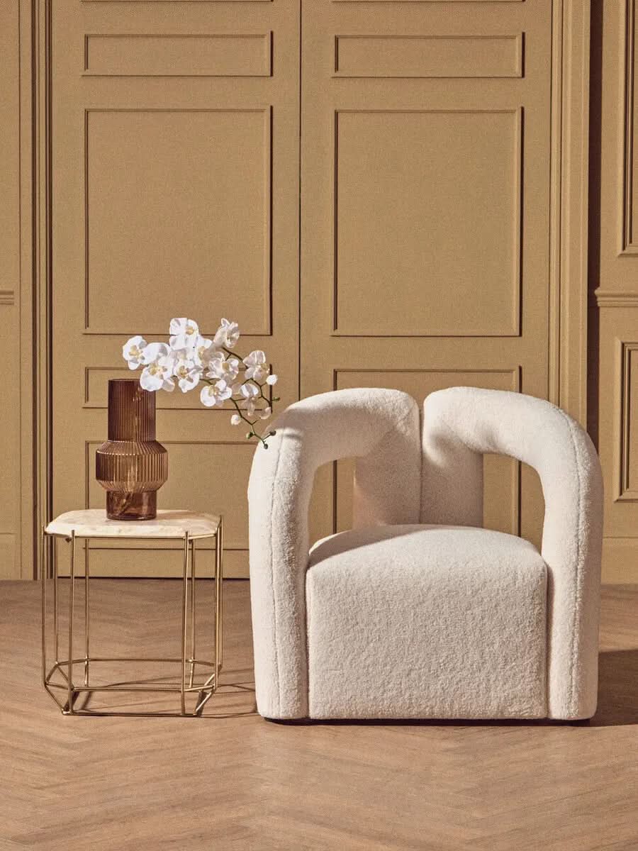 Delina Ivory Boucle Statement Chair   Nicholas John Interiors