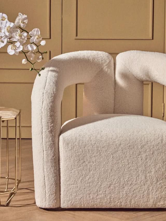 Delina Ivory Boucle Statement Chair   Nicholas John Interiors