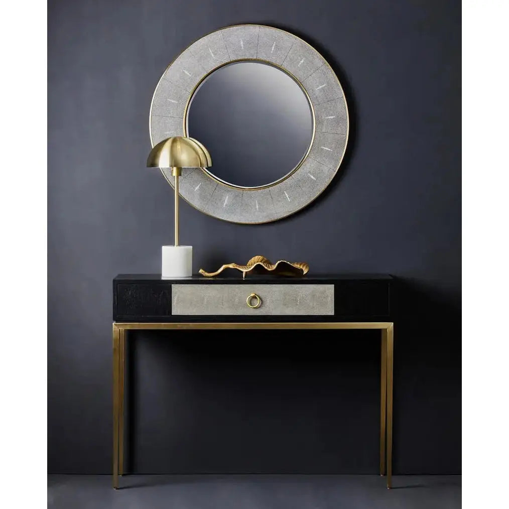 Delsa Shagreen Effect 1 Drawer Console Table – Black & Gold with Storage   Nicholas John Interiors