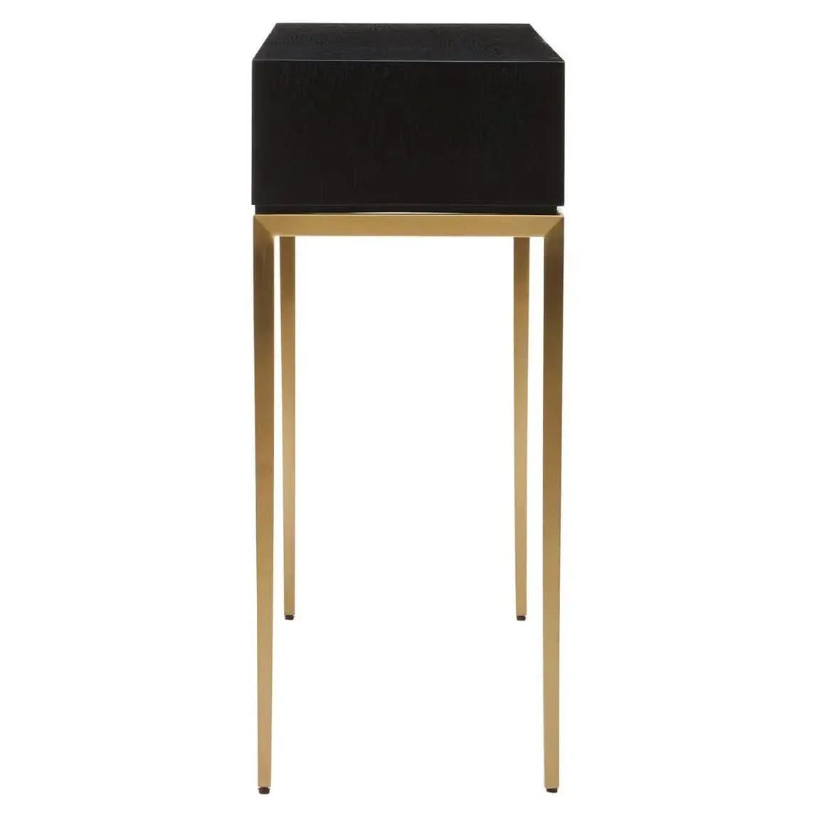 Delsa Shagreen Effect 1 Drawer Console Table – Black & Gold with Storage   Nicholas John Interiors