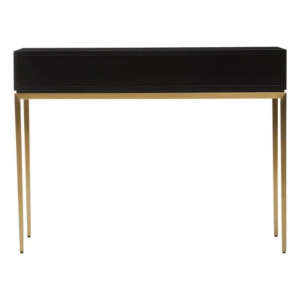Delsa Shagreen Effect 1 Drawer Console Table – Black & Gold with Storage   Nicholas John Interiors
