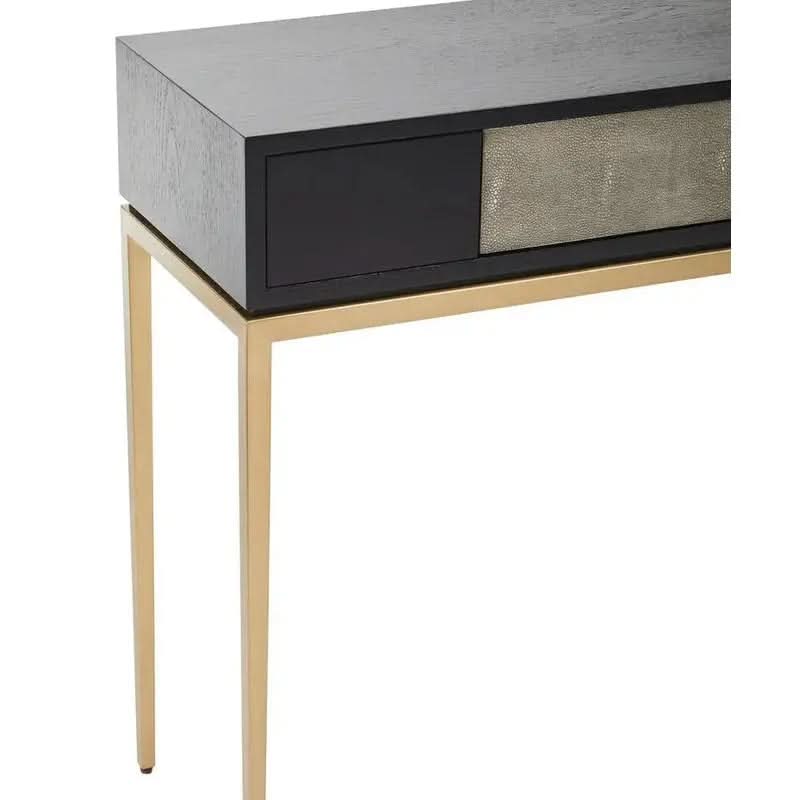 Delsa Shagreen Effect 1 Drawer Console Table – Black & Gold with Storage   Nicholas John Interiors