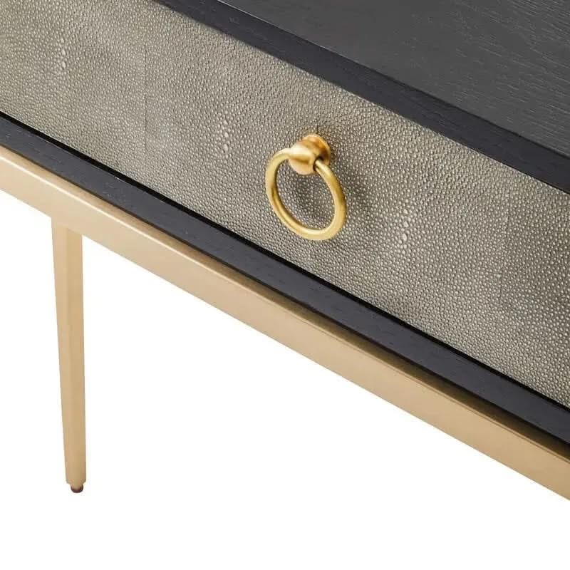 Delsa Shagreen Effect 1 Drawer Console Table – Black & Gold with Storage   Nicholas John Interiors