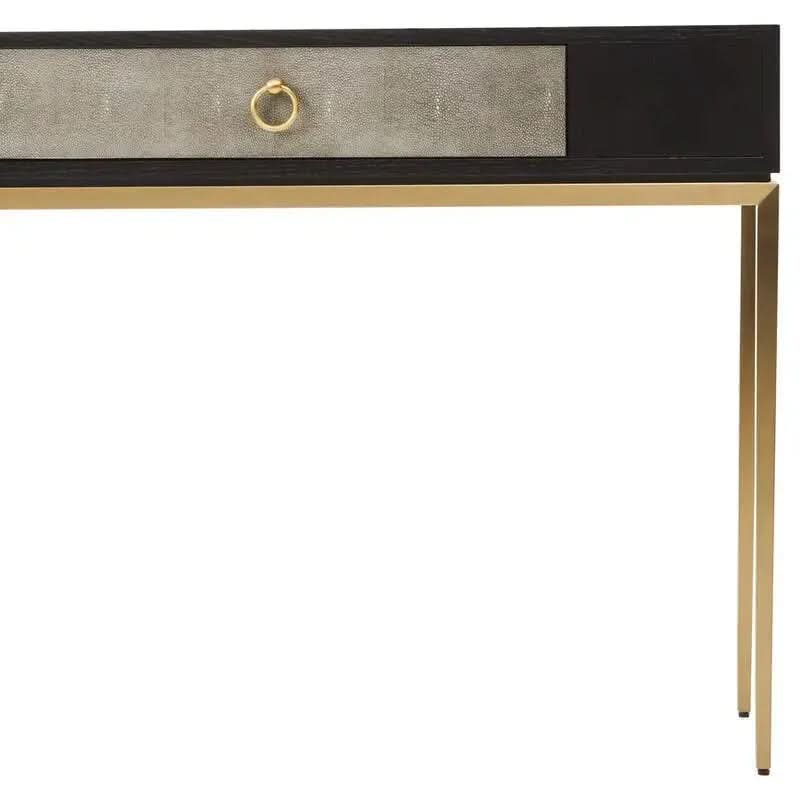 Delsa Shagreen Effect 1 Drawer Console Table – Black & Gold with Storage   Nicholas John Interiors