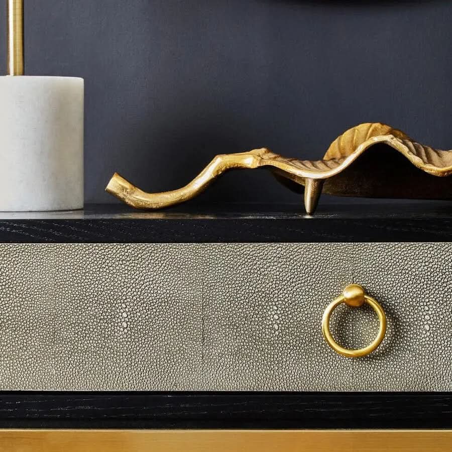 Delsa Shagreen Effect 1 Drawer Console Table – Black & Gold with Storage   Nicholas John Interiors
