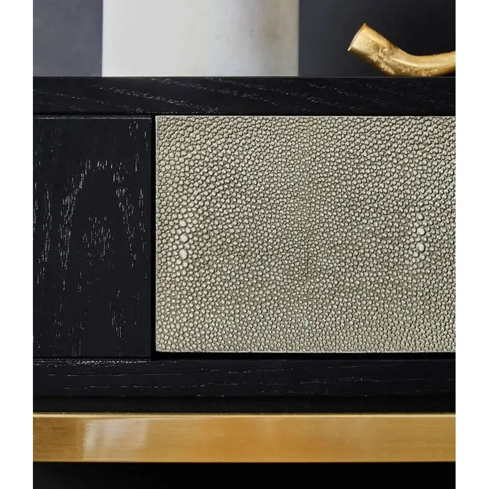 Delsa Shagreen Effect 1 Drawer Console Table – Black & Gold with Storage   Nicholas John Interiors