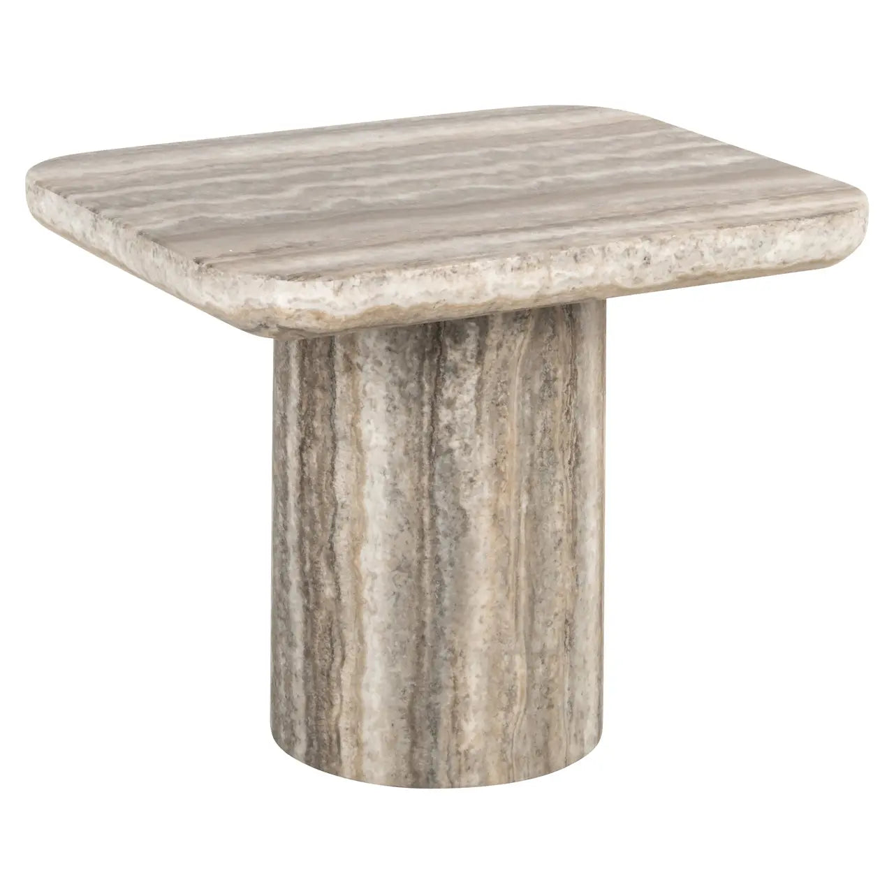 Denizly Grey Faux Travertine End table   Nicholas John Interiors