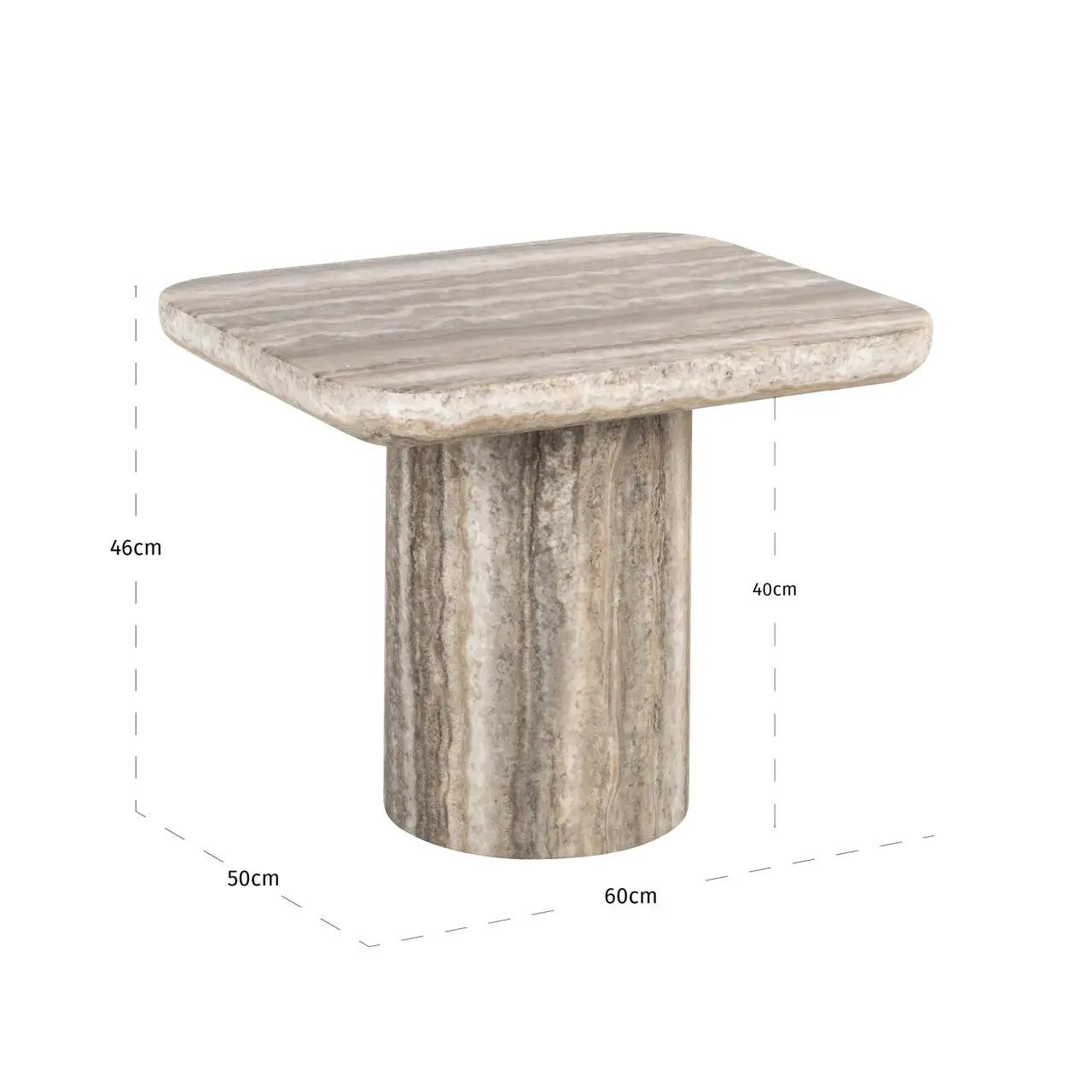 Denizly Grey Faux Travertine End table   Nicholas John Interiors