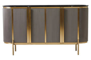 Dervio Grey Four Door Sideboard With Black Marble Top   Nicholas John Interiors
