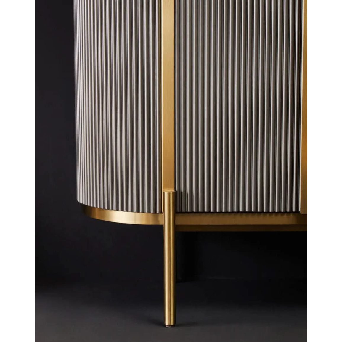 Dervio Grey Four Door Sideboard With Black Marble Top   Nicholas John Interiors