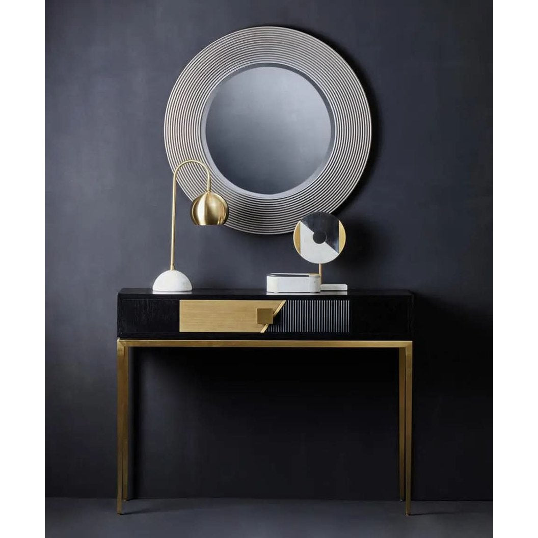 Dervio Grey Ribbed Round Wall Mirror   Nicholas John Interiors
