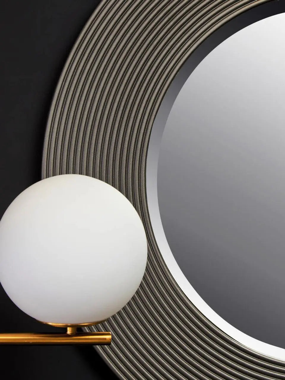 Dervio Grey Ribbed Round Wall Mirror   Nicholas John Interiors